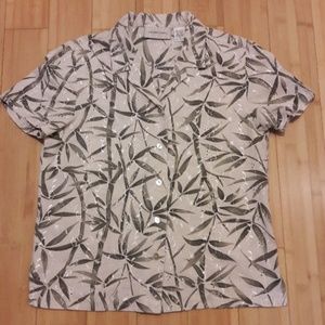 Lemon Grass Women Button Front Shirt